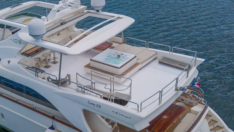 Slide: The Image of Luxurious 2006 Azimut 105 Grande yacht with spacious deck and jacuzzi. - 30