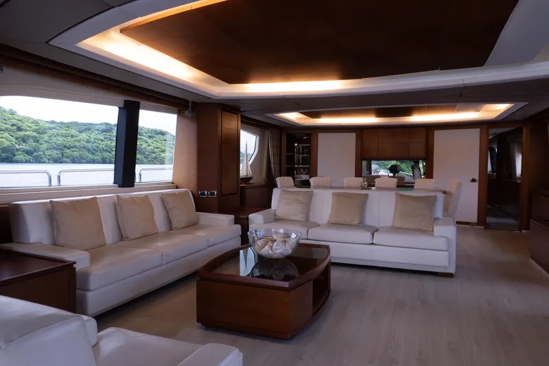 Slide: The Image of Luxurious interior of 2006 Azimut 105 Grande yacht with elegant seating and modern design. - 7