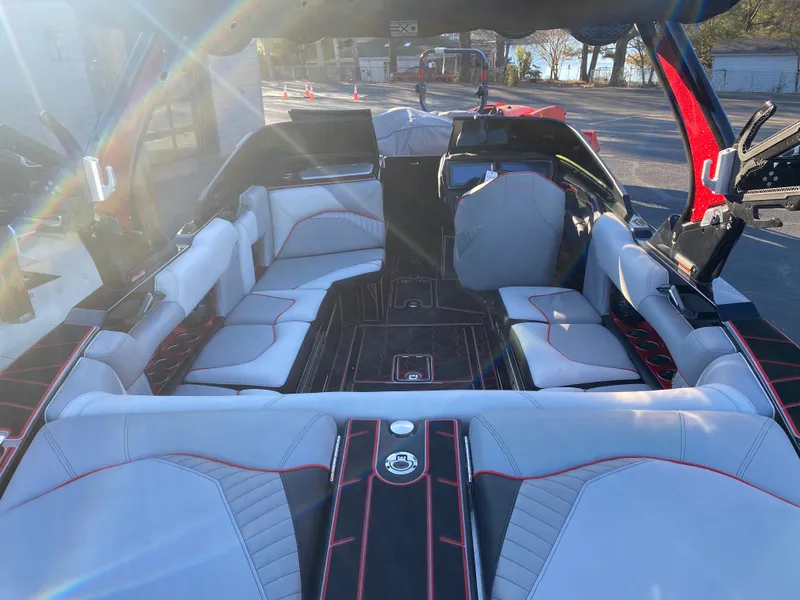 Slide: The Image of 2023 Centurion Fi23 boat interior with luxurious seating and modern design. - 5