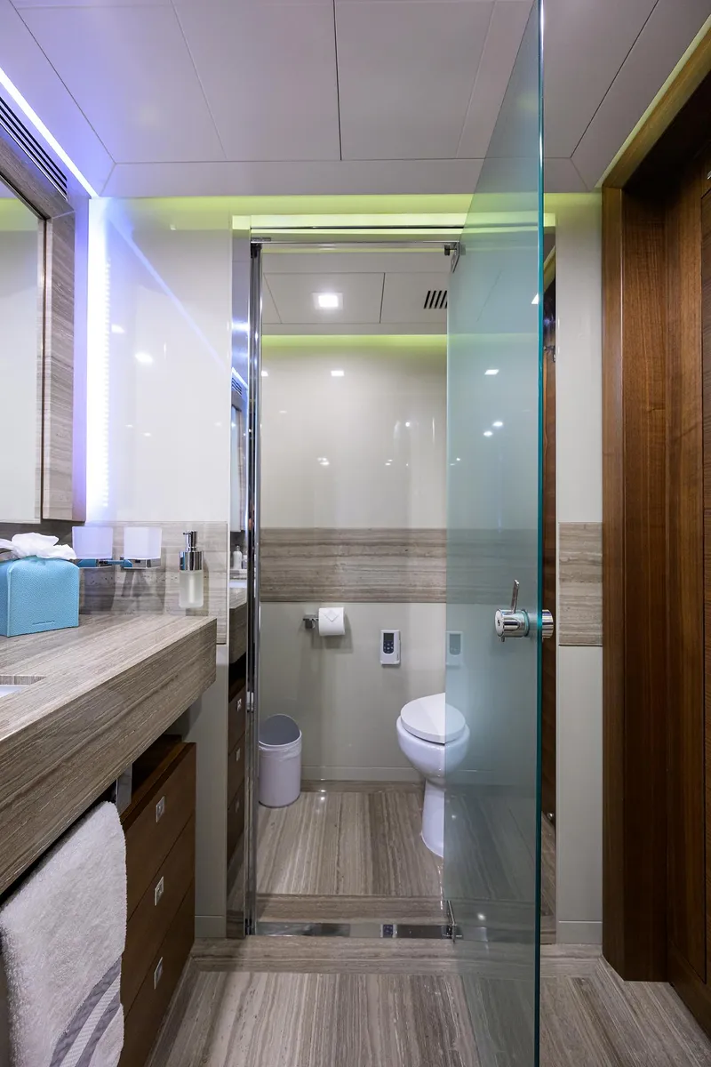 Slide: The Image of Custom Ferretti 124 Argento - Guest Stateroom Head, Forward Port - 59