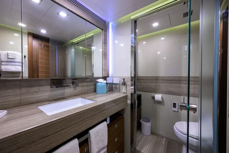 Slide: The Image of Custom Ferretti 124 Argento - Guest Stateroom Head, Forward Port - 60