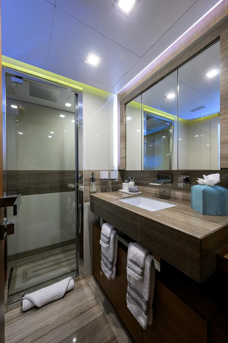 Slide: The Image of Custom Ferretti 124 Argento - Guest Stateroom Head, Port Aft - 74