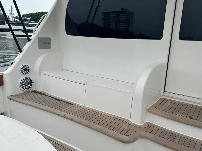 Slide: The Image of Viking 55 Convertible 2017 yacht deck with seating and speakers. - 3