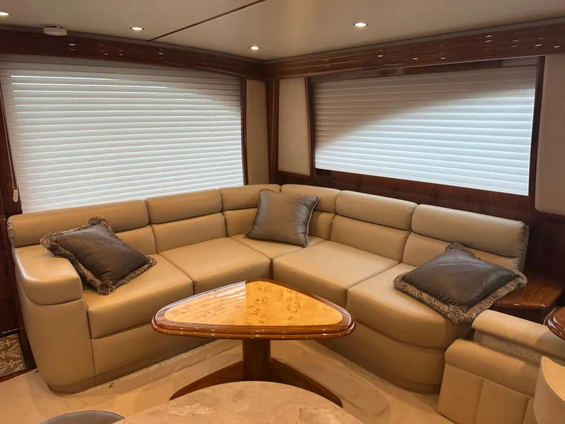 Slide: The Image of Luxurious interior of 2017 Viking 55 Convertible yacht with plush seating and elegant decor. - 5