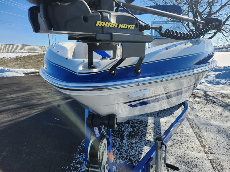 Slide: The Image of 2008 Glastron GT 205 Ski & Fish boat on trailer with Minn Kota motor. - 7