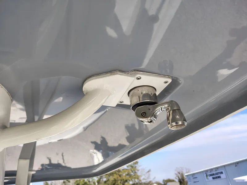 Slide: The Image of 2024 Parker 2900 Center Console boat detail, featuring a mounted metal fixture. - 14