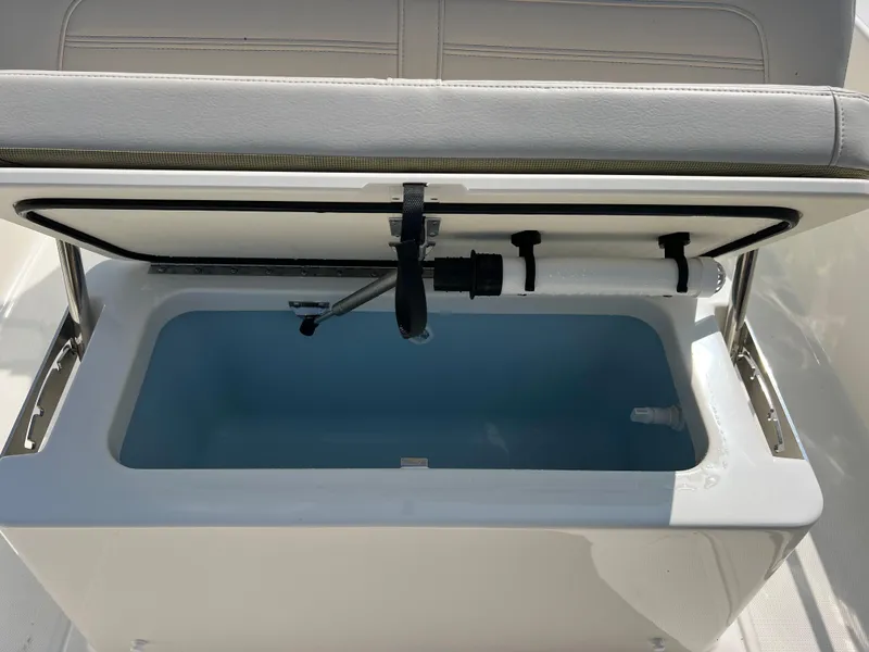 Slide: The Image of Open storage compartment on 2025 Boston Whaler 170 Montauk boat. - 9