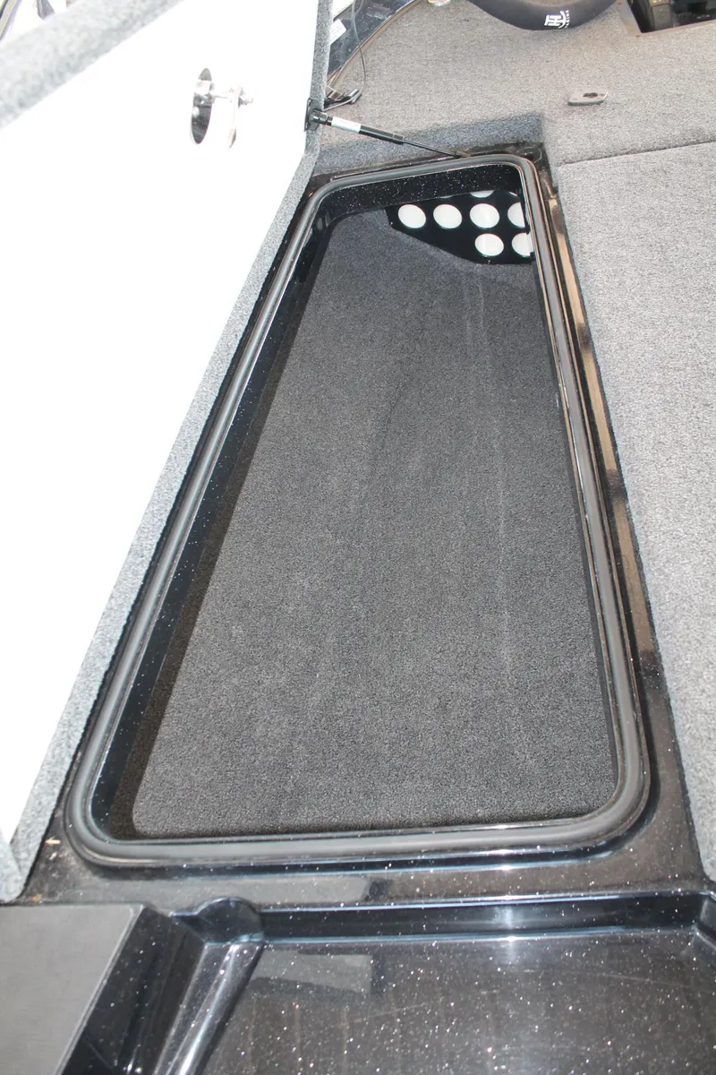 Slide: The Image of 2020 Ranger Z185 boat storage compartment with carpeted interior. - 27