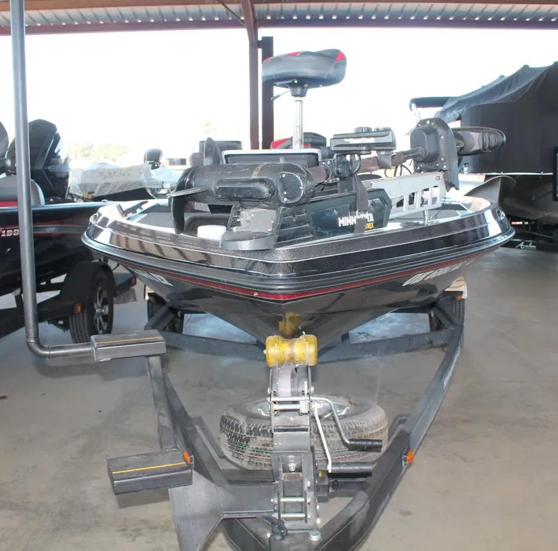 Slide: The Image of 2020 Ranger Z185 boat on trailer in a covered storage area. - 3
