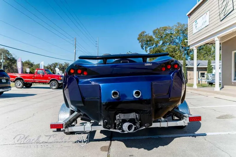 Slide: The Image of 2023 Watersports Car SERIES X JET CAR BOAT on trailer, rear view. - 3
