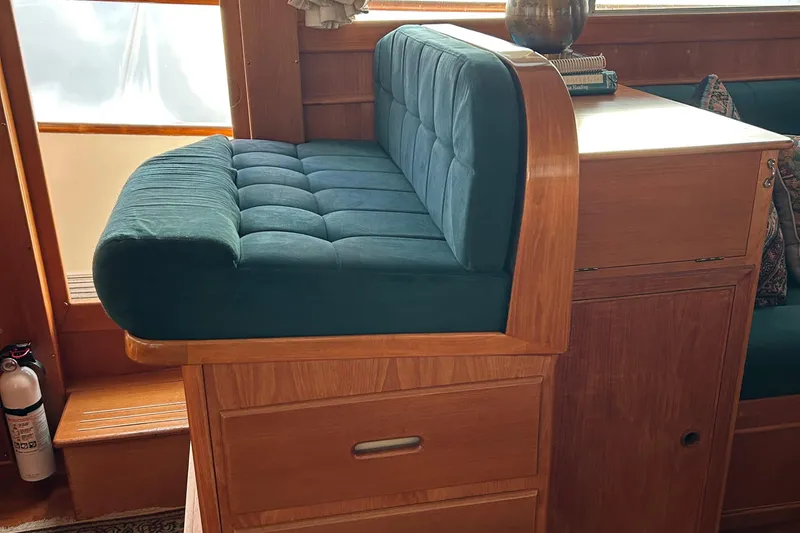 Slide: The Image of Teak interior seating on 1999 Grand Banks Classic yacht. - 8