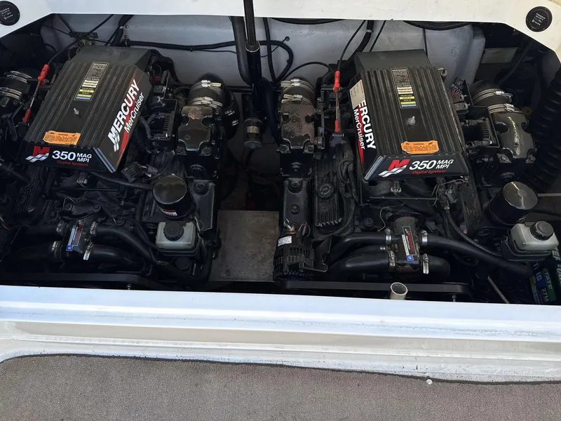 Slide: The Image of Twin Mercury MerCruiser 350 MAG MPI engines in a 2000 Cobalt 293 boat. - 18