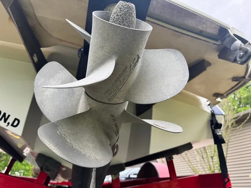 Slide: The Image of Close-up of a boat propeller on a 2016 Cobalt 200S. - 21