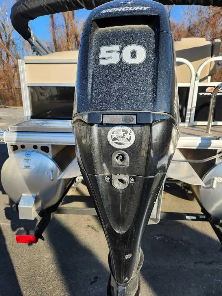 Slide: The Image of 2025 Sun Tracker Party Barge 16 DLX with Mercury 50 HP outboard motor. - 4