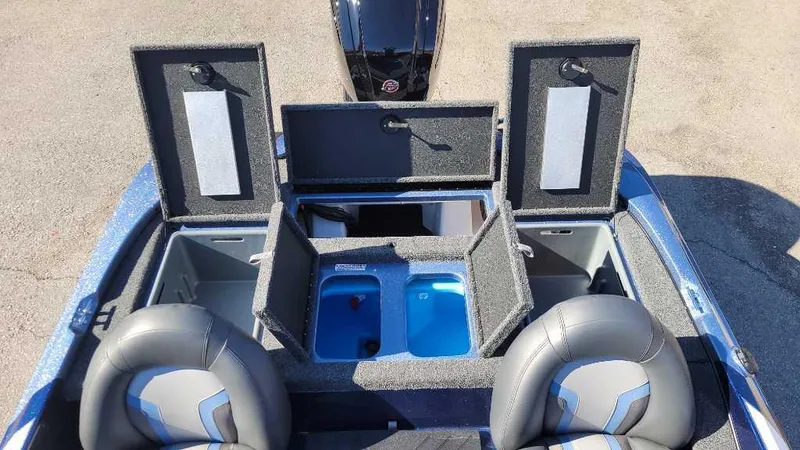 Slide: The Image of 2025 Nitro Z17 boat interior with open storage compartments and seating. - 9