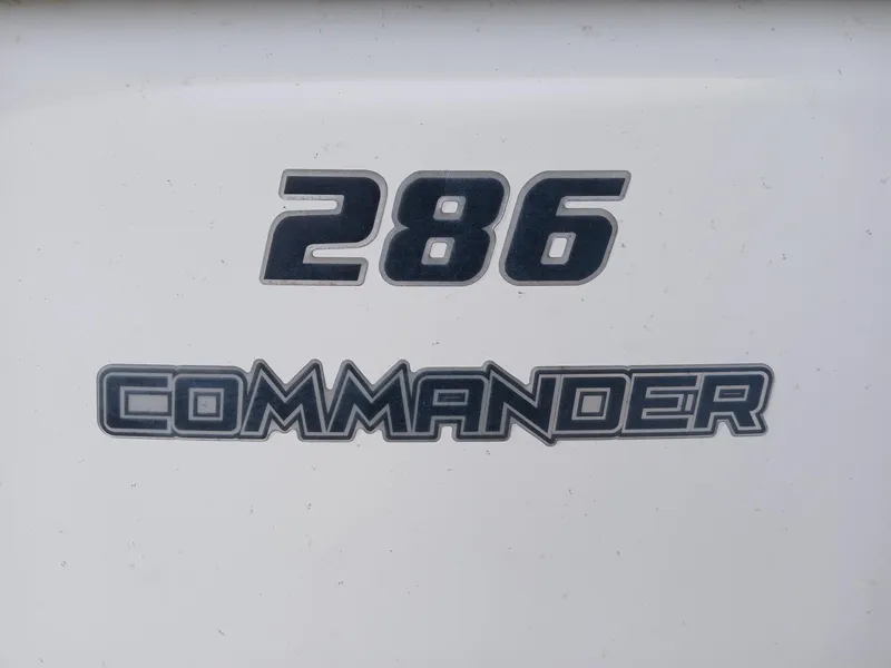 Slide: The Image of Sea Fox 286 Commander 2015 model logo on white background. - 2