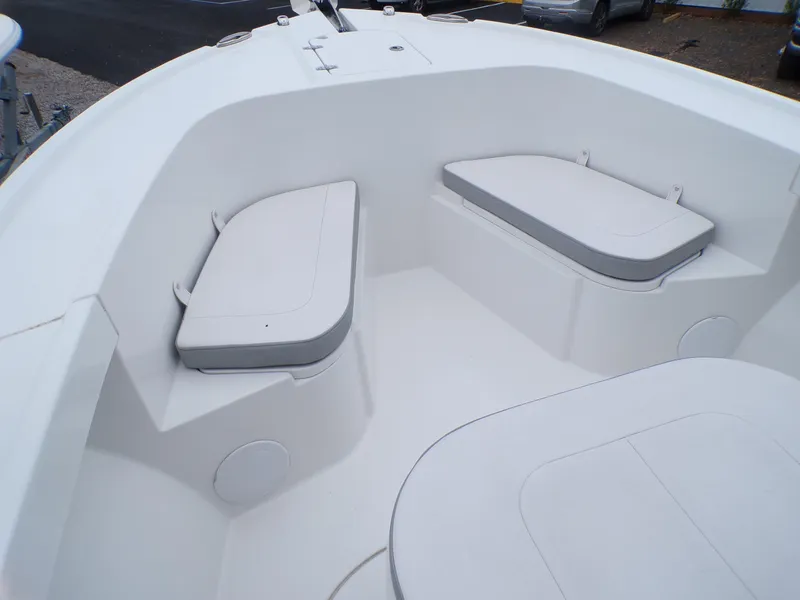 Slide: The Image of 2024 Parker 2400 Center Console boat interior with cushioned seating. - 9