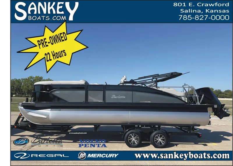 Slide: The Image of 2024 Barletta Cabrio 22UC pontoon boat, pre-owned, 22 hours, for sale at Sankey Boats. - 1