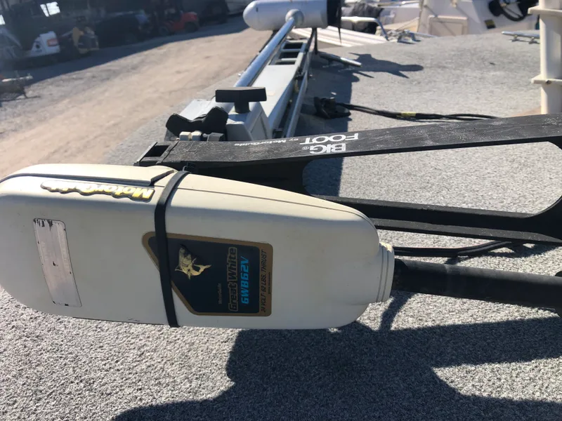 Slide: The Image of 1996 Skeeter ZX200 with Motorguide trolling motor on boat deck. - 2