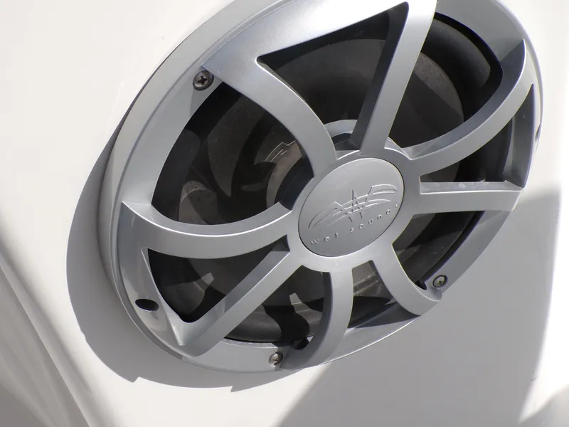 Slide: The Image of Close-up of a marine speaker on a 2024 Parker 2600 Center Console boat. - 40