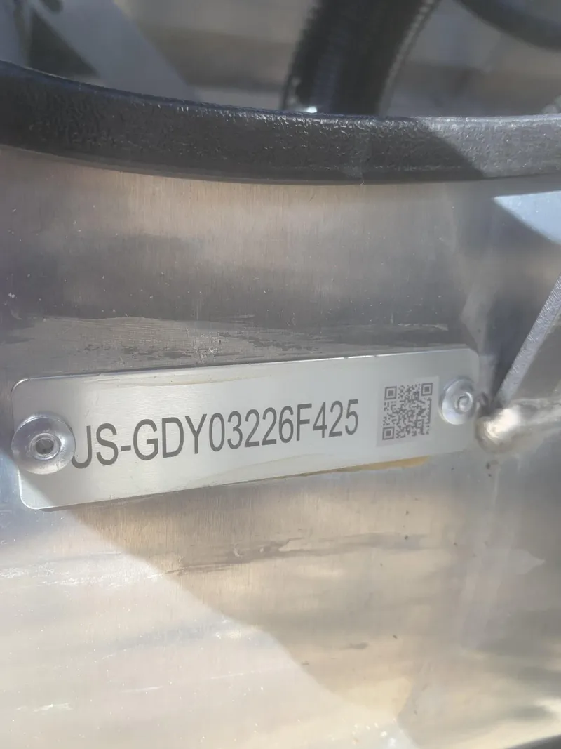 Slide: The Image of Serial number plate on 2025 Godfrey San Pan 2700 DFLW boat. - 16