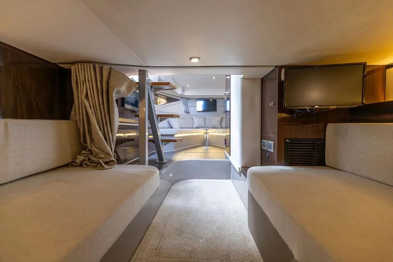 Slide: The Image of Interior of 2020 Sea Ray Sundancer 320 yacht, featuring cozy seating and modern amenities. - 45