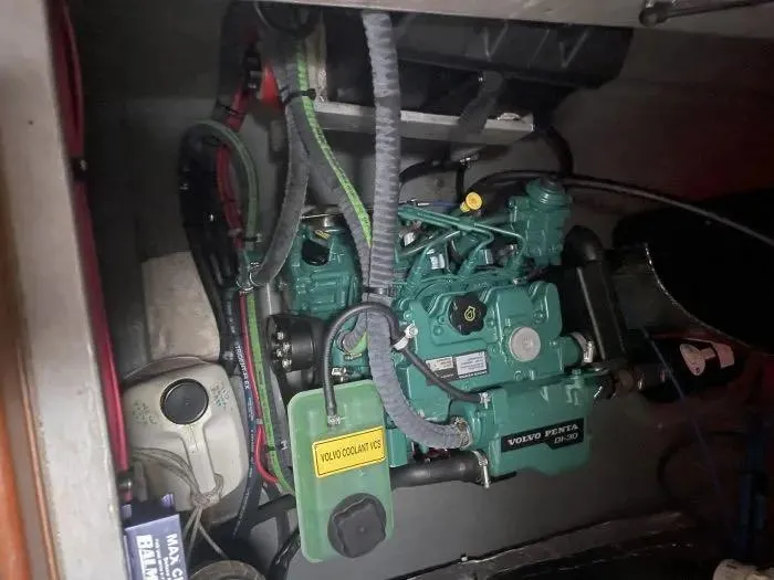 Slide: The Image of Engine compartment of a 2000 Manta 42 Catamaran with Volvo Penta motor. - 28