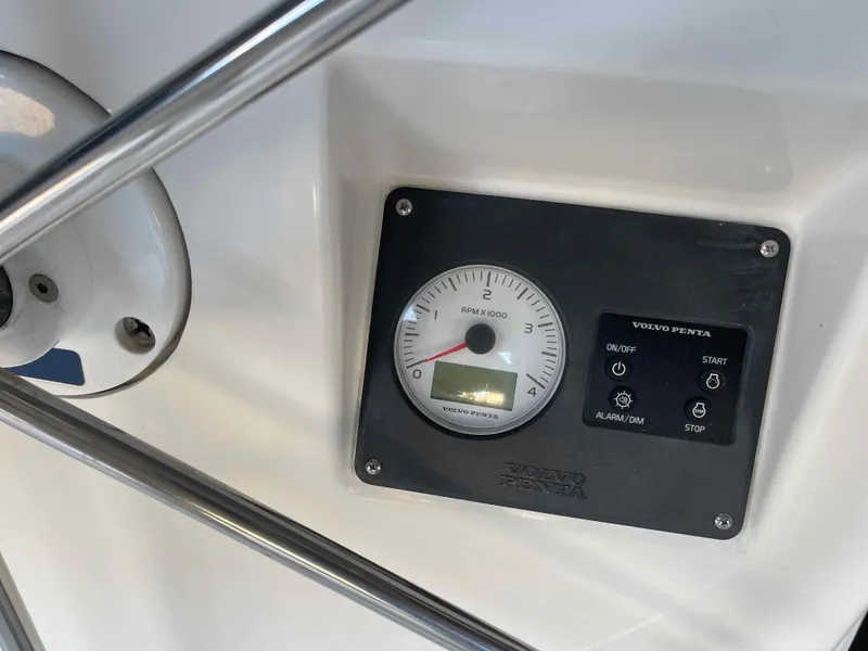 Slide: The Image of Control panel of a 2000 Manta 42 Catamaran with Volvo Penta display. - 37