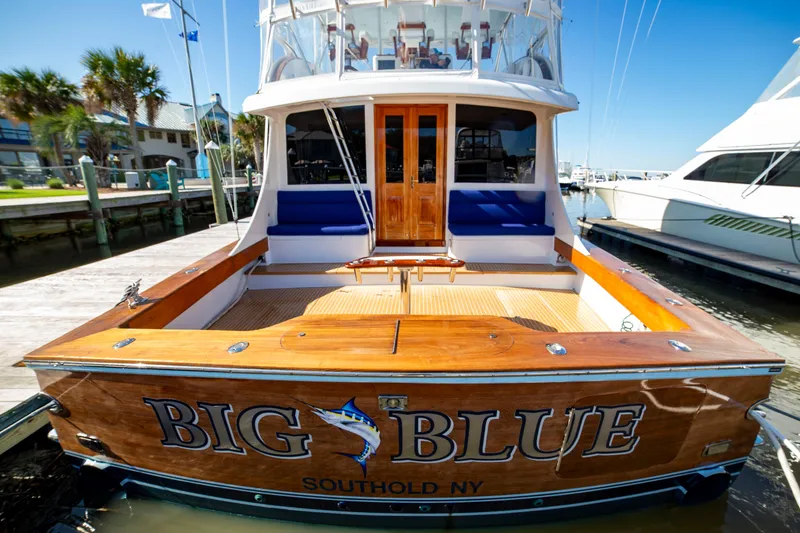 Slide: The Image of Custom Carolina 66 yacht, 2005 model, named "Big Blue" docked in Southold, NY. - 37