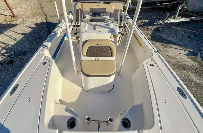 Slide: The Image of 2018 Tidewater 1910 Bay Max boat interior with seating and console. - 7