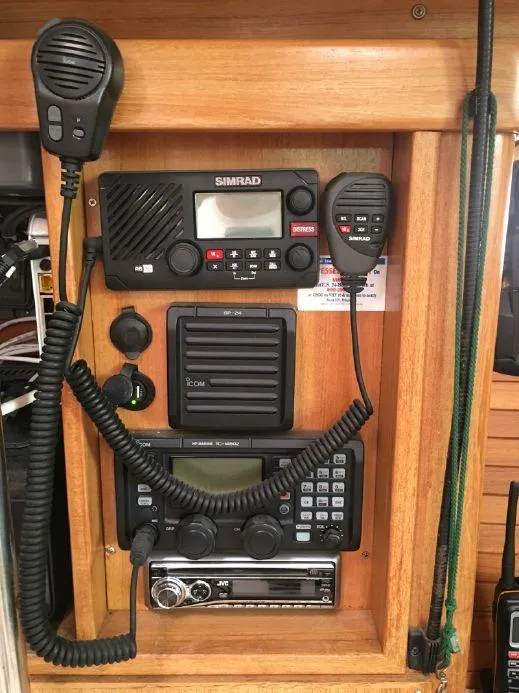 Slide: The Image of Marine radio equipment on a 2004 Catalina 42 MkII sailboat. - 15