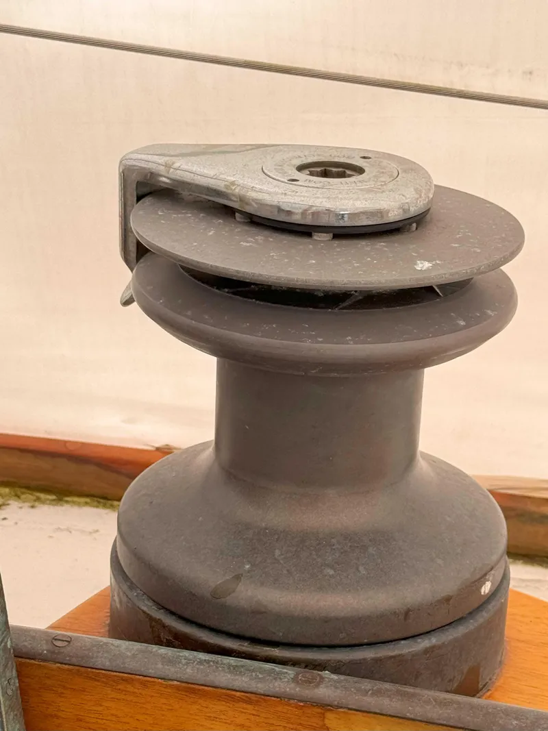 Slide: The Image of Sailing winch on a 1969 Ohlson 38 yacht, used for adjusting sails. - 8