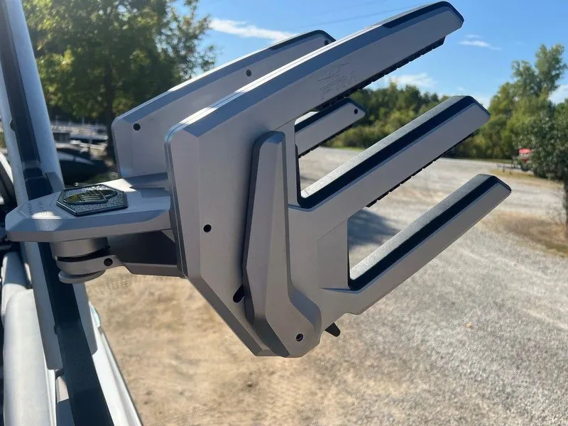 Slide: The Image of 2025 Malibu 23 LSV boat accessory, sleek metallic design, mounted on a sunny day. - 17