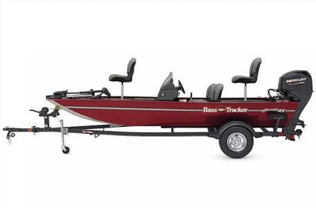 Slide: The Image of 2025 Tracker Bass Tracker Classic XL fishing boat on trailer, side view. - 3