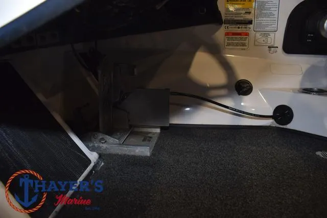 Slide: The Image of Interior view of a 2019 Nitro Z18 boat, featuring Thayer's Marine branding. - 23