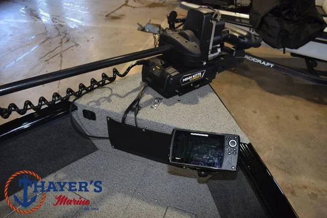 Slide: The Image of 2024 Lund 1775 Impact XS Sport boat with trolling motor and fish finder. - 12