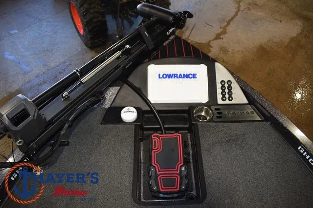 Slide: The Image of Caymas CX 21 boat dashboard with Lowrance electronics, 2022 model. - 13