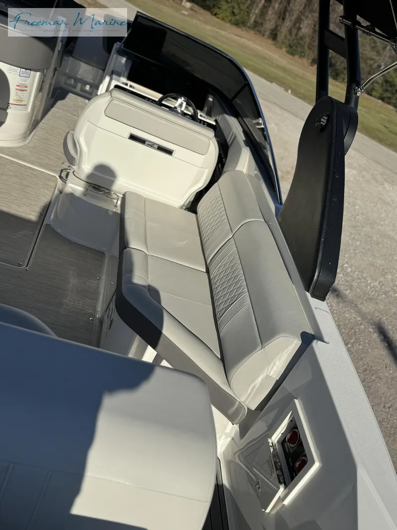 Slide: The Image of 2020 Sea Ray SLX 280 interior with sleek seating and modern design. - 18