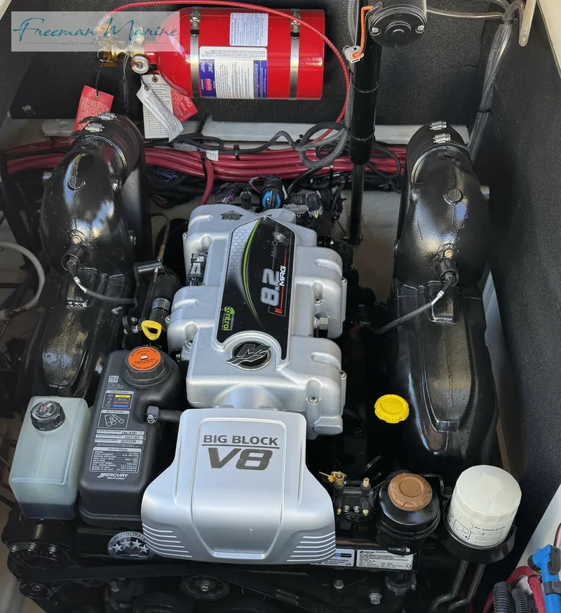 Slide: The Image of Engine compartment of a 2020 Sea Ray SLX 280 with Big Block V8 engine. - 30