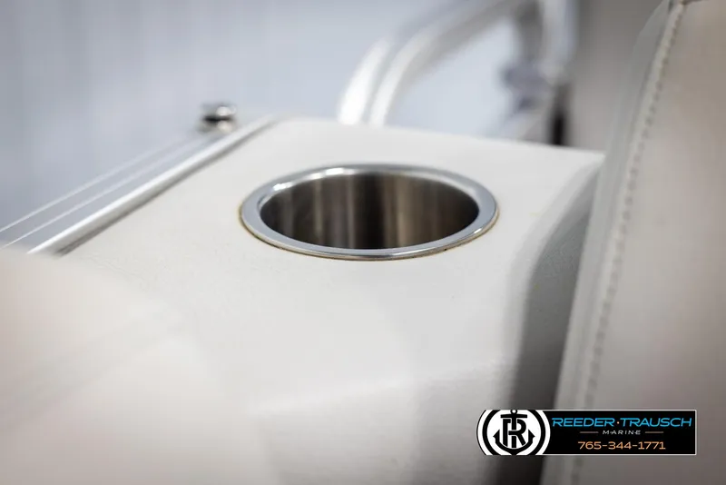 Slide: The Image of 2021 Avalon VLS QL boat cup holder detail, featuring sleek design and stainless steel finish. - 36