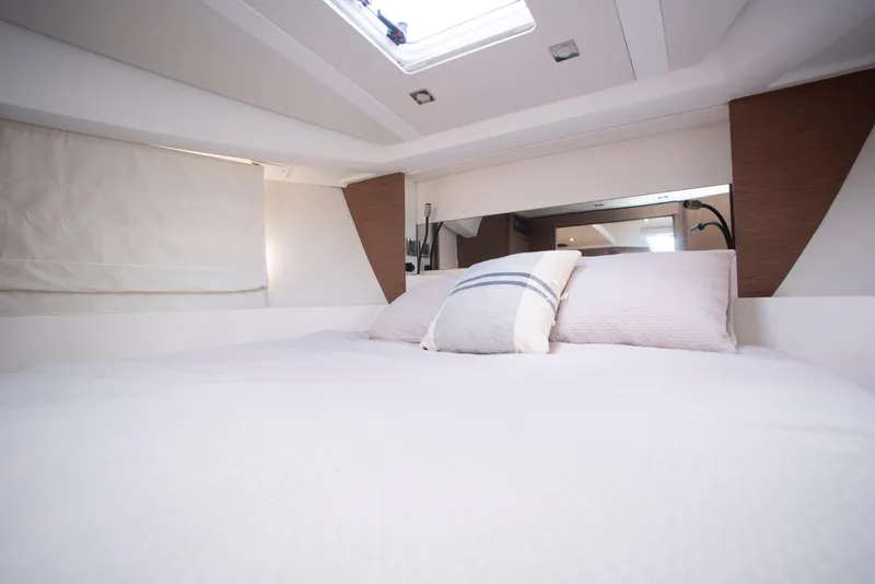 Slide: The Image of Interior cabin of 2017 Jeanneau Leader 40 yacht with cozy bedding. - 36