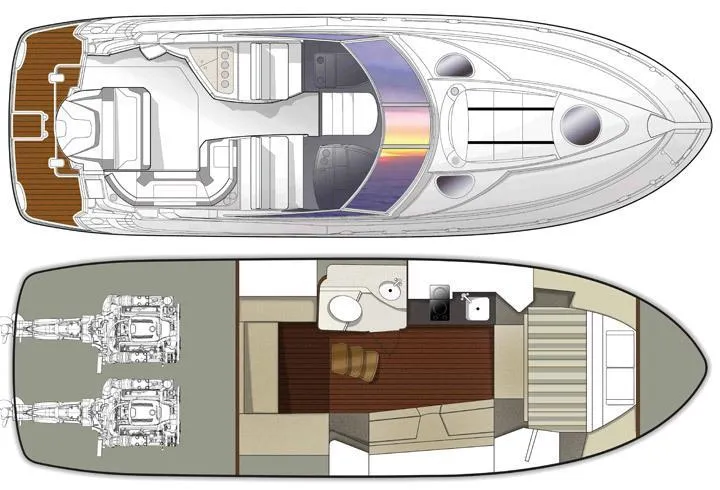 Slide: The Image of 2015 Monterey 335 Sport Yacht layout with detailed interior and exterior design. - 26