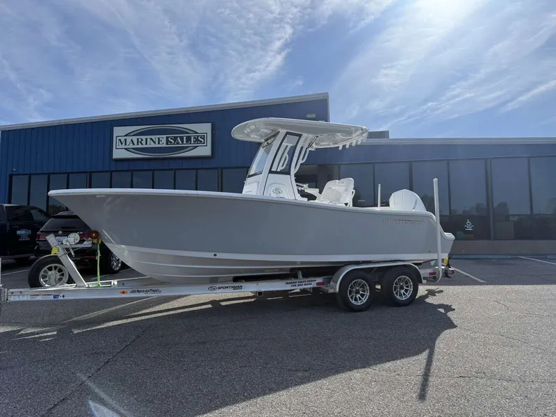 Slide: The Image of 2025 Sportsman Open 212 Center Console in front of Marine Sales building. - 29