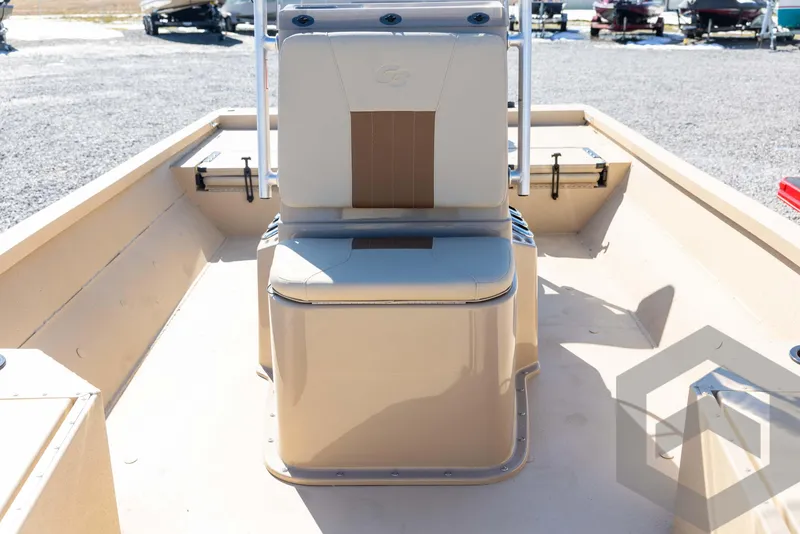 Slide: The Image of 2025 G3 Bay 21 GX boat interior with seating and storage compartments. - 38