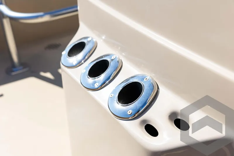 Slide: The Image of Rod holders on a 2025 G3 Bay 21 GX boat. - 49