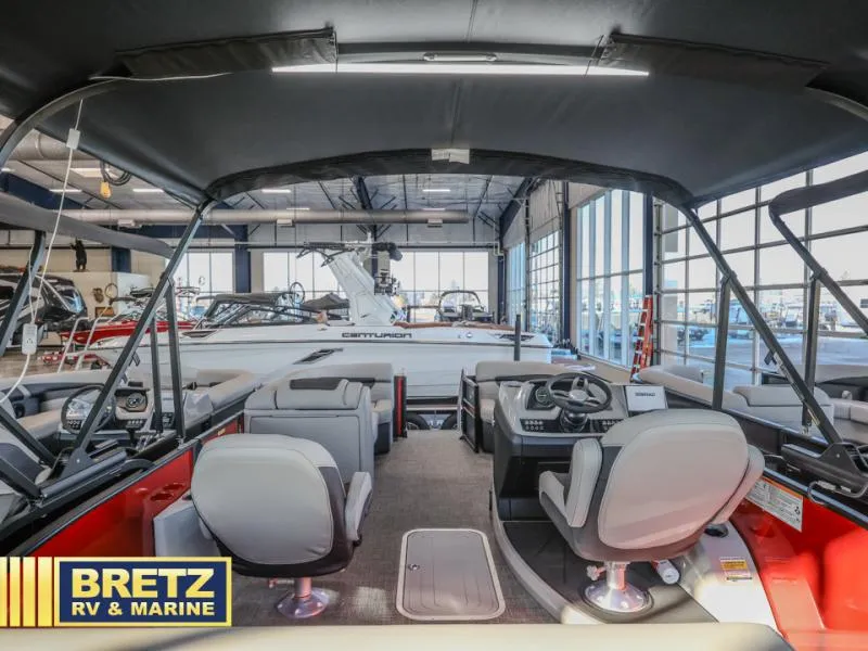 Slide: The Image of Interior view of 2025 Cabrio Ultra-Lounge 22UC boat at Bretz RV & Marine showroom. - 10