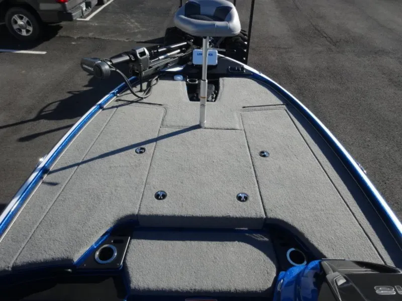Slide: The Image of 2023 Nitro Z18 boat deck with seating and equipment, featuring a sleek design. - 8