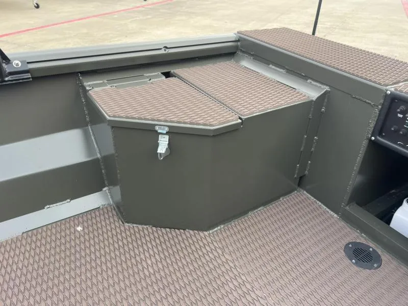 Slide: The Image of 2025 Gator Tail 17/48 Gator Series boat interior with storage compartment. - 11