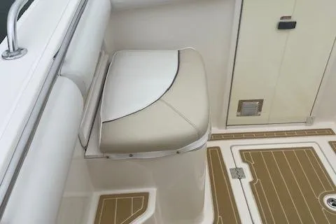 Slide: The Image of 2006 Marlago FS 35 Cuddy interior seating and flooring detail. - 14