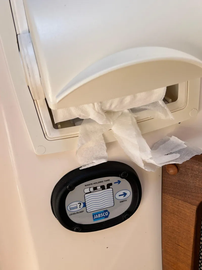 Slide: The Image of Grady-White Freedom 275 boat toilet paper holder and Jabsco waste tank gauge, 2023 model. - 32